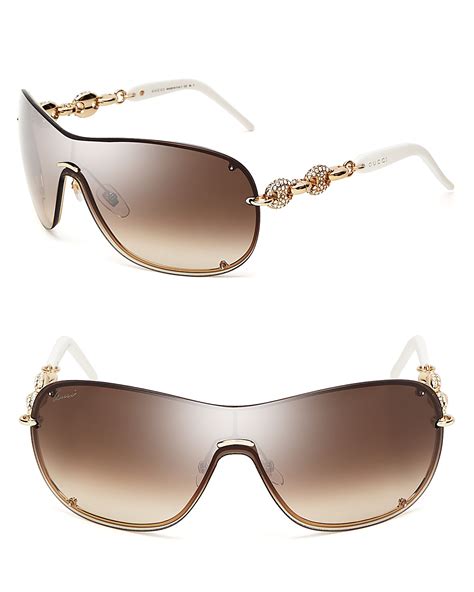 gucci white chain link shield sunglasses|authentic Gucci sunglasses sale.